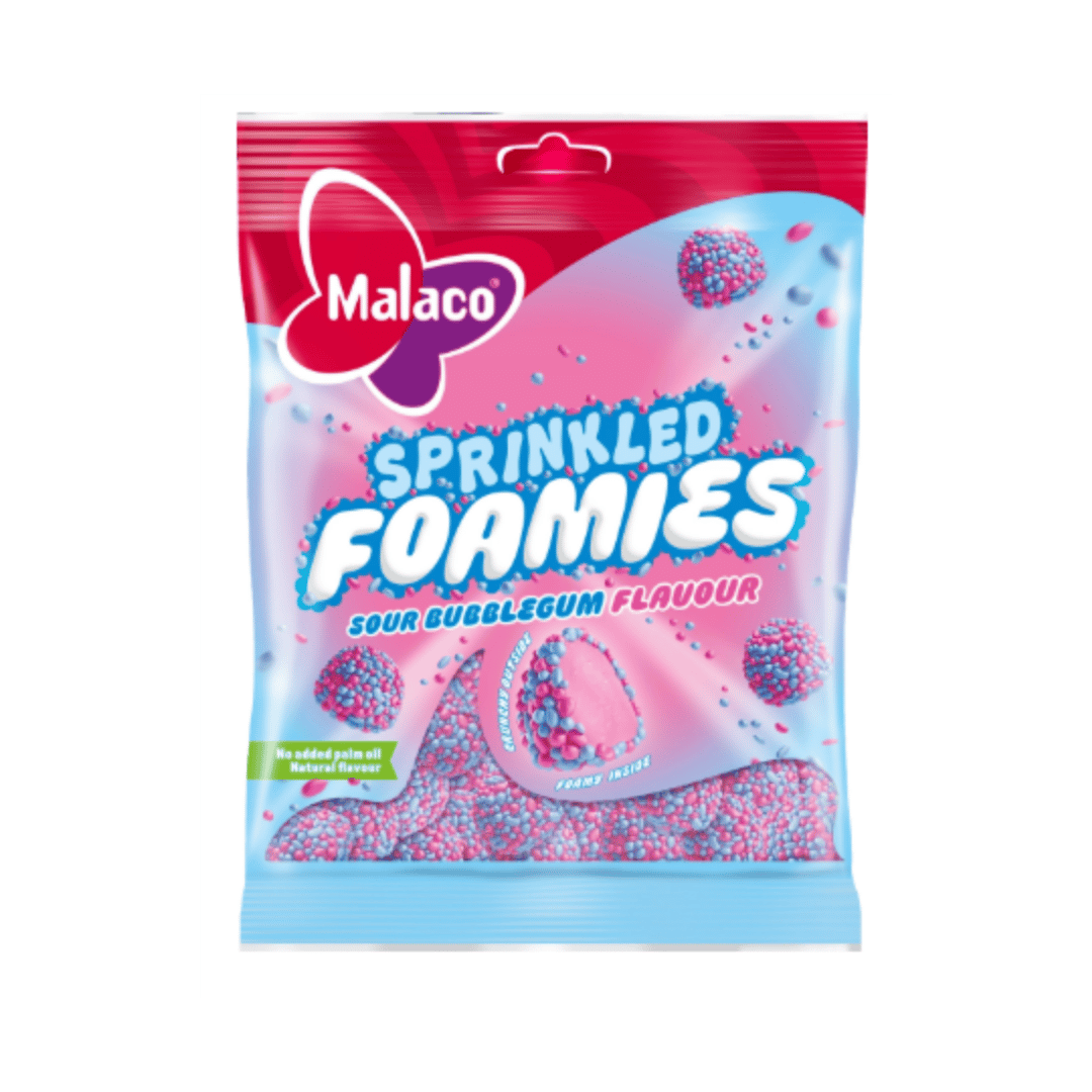Malaco Sprinkled Foamies Sour Bubblegum 110g