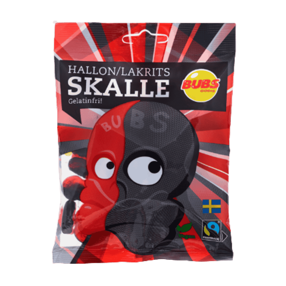 BUBS Raspberry Salty Licorice Skulls 155g
