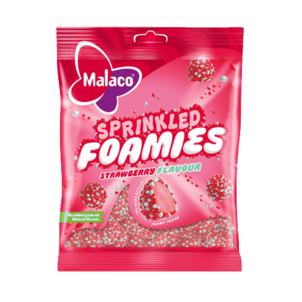 Malaco Sprinkled Foamies Strawberry 110g