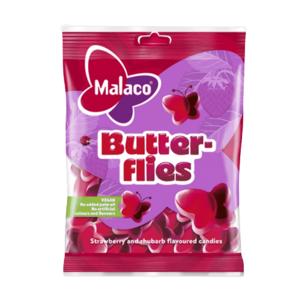 Malaco Butterflies Strawberry & Rhubarb  95g