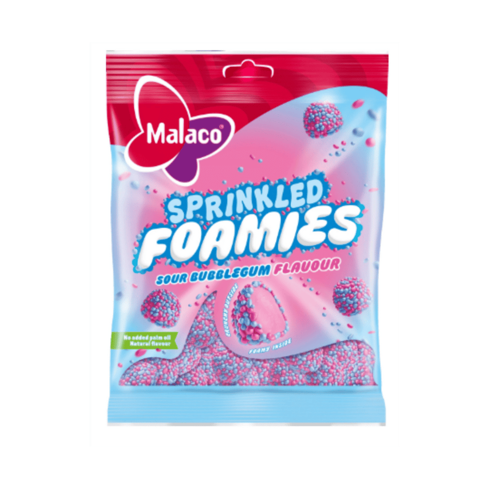 Malaco Sprinkled Foamies Sour Bubblegum 110g