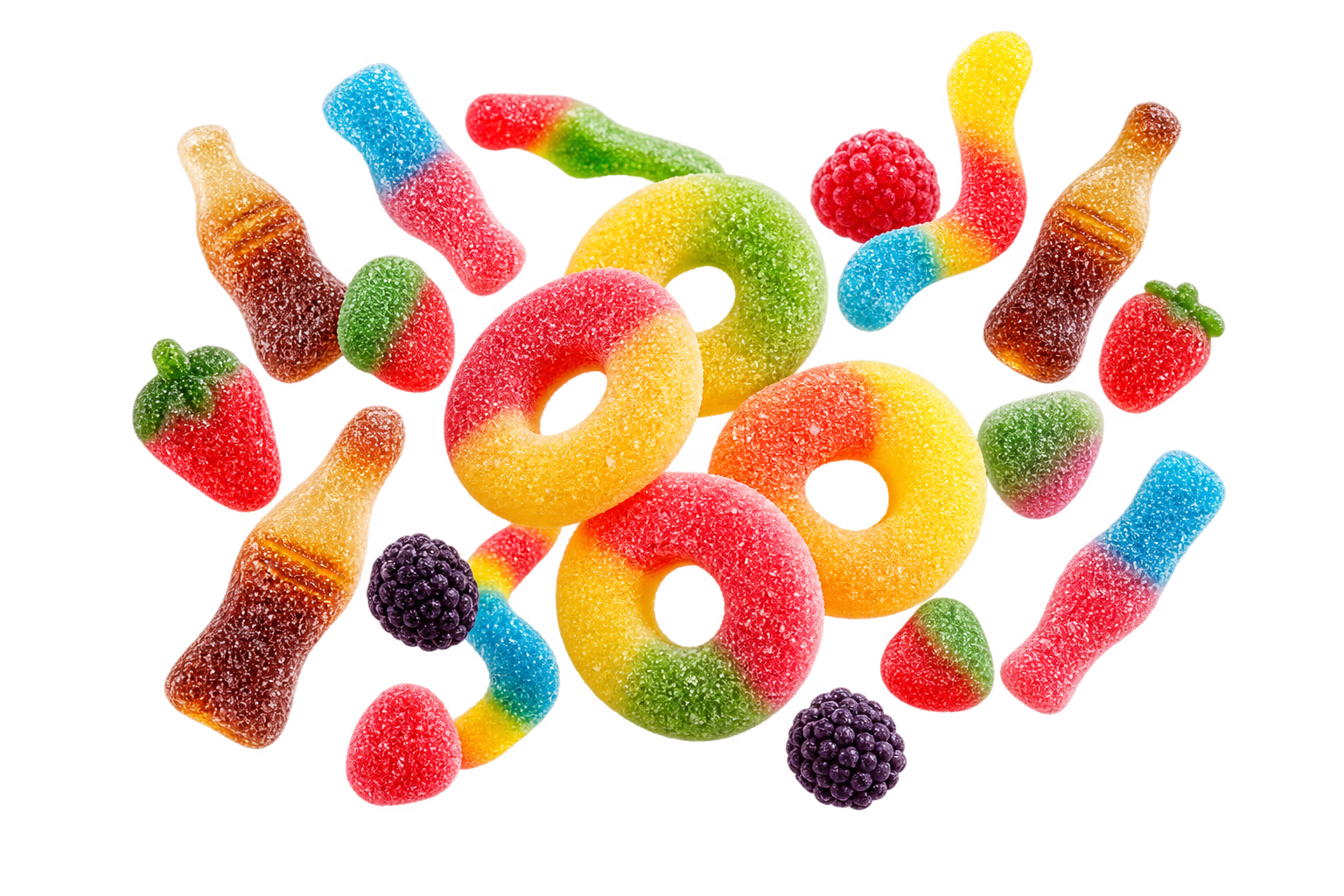 Assortiment de bonbons colorés en vrac